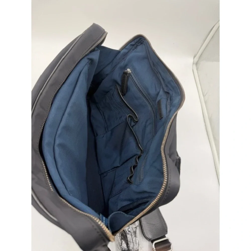 Cole Hann Black Nylon Leather Trim Laptop Messenger‎ Bag Briefcase Adj. Strap